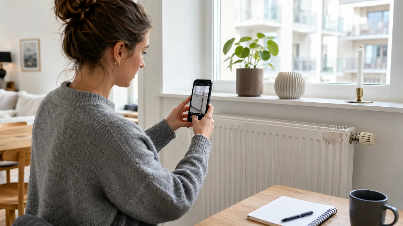 Beboer tager et billede af et problem med telefonen